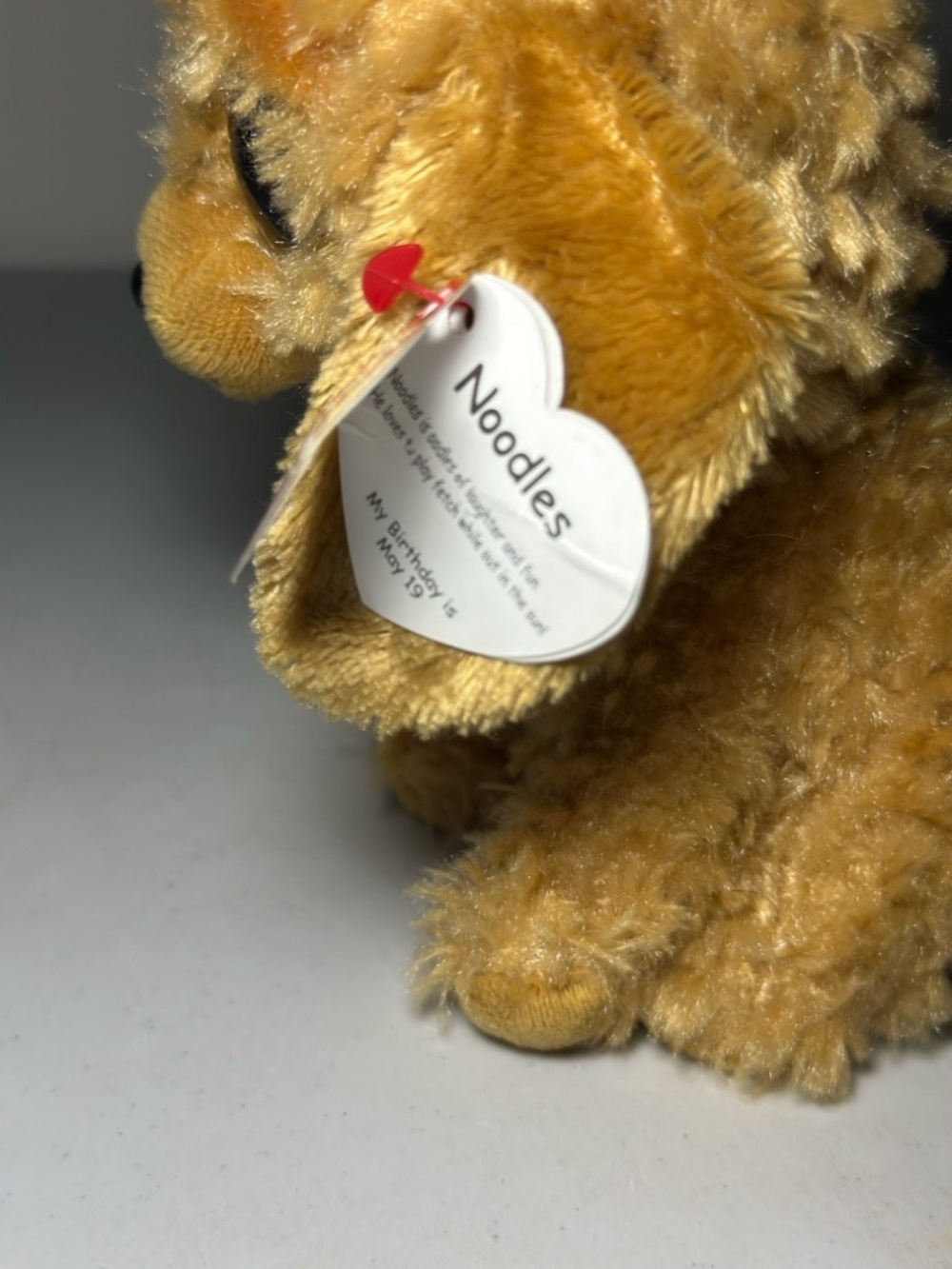 Ty Beanie Boos “Noodles” Goldendoodle Plush – Glitter Eyes Dog (7”) - Picture 9 of 12